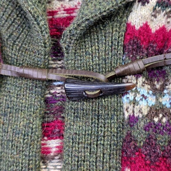 RRL Ralph Lauren Sweater Women 1 S Green Fair Isle Cardigan Duster Alpaca NEW - Picture 6 of 14